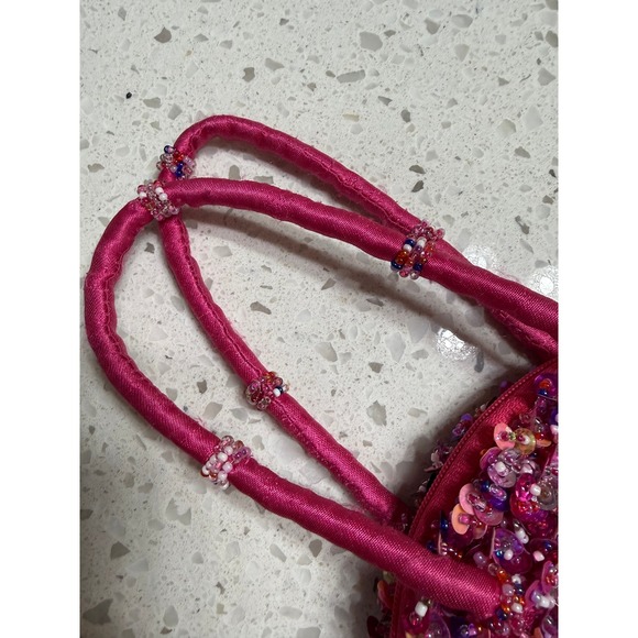 Mini Handbag Womens OS Pink/Purple Sequined Beaded Y2K Evening Bag Prom Wedding - Picture 4 of 5